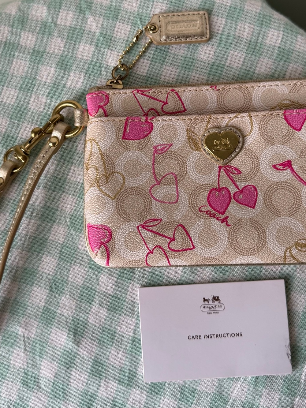 Coach Waverly Cherry Hearts Wristlet
